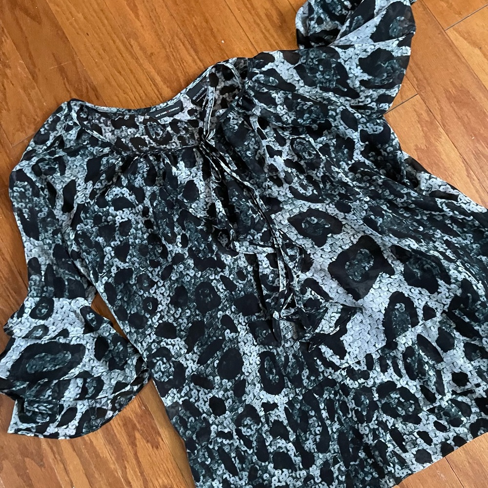 NWOT LOFT Animal Print Ruffle Blouse - Picture 2 of 9